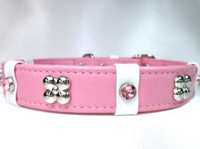 牛革製の首輪　ピンク